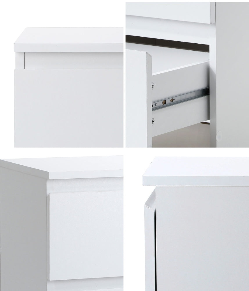 Oikiture Bedside Table Nightstand 2 Drawers White-Bedside Table-PEROZ Accessories