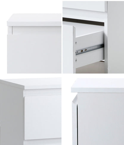 Oikiture Bedside Table Nightstand 2 Drawers White-Bedside Table-PEROZ Accessories