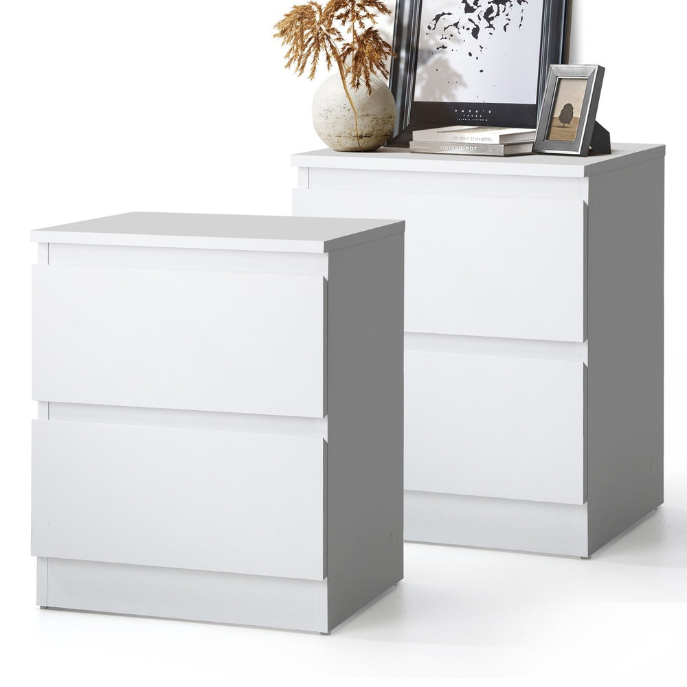 Oikiture Bedside Tables Set of 2 Nightstand White-Bedside Table-PEROZ Accessories