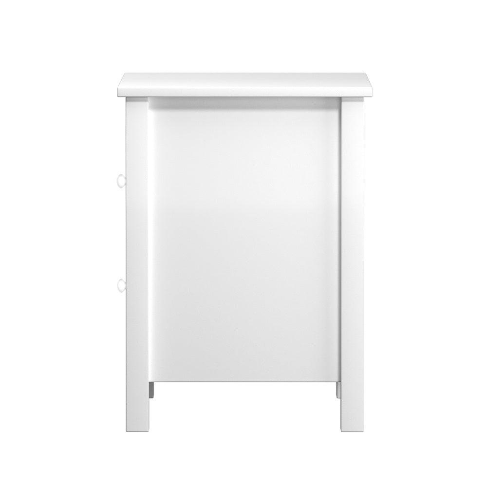 Oikiture Bedside Table Side End Table 2 Drawers White-Bedside Table-PEROZ Accessories