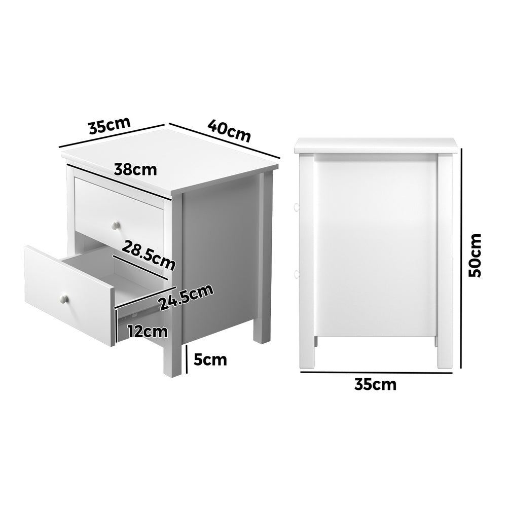 Oikiture Bedside Tables Set of 2 Nightstand Side Table-Bedside Table-PEROZ Accessories