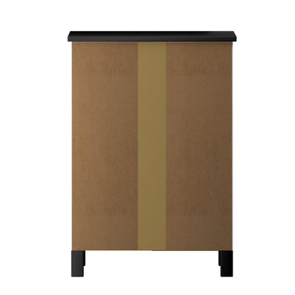 Oikiture Bedside Table 3 Drawers Hamptons Furniture Black-BedSide Tabless-PEROZ Accessories