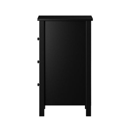 Oikiture Bedside Tables Set of 2 Nightstands Black-Bedside Table-PEROZ Accessories