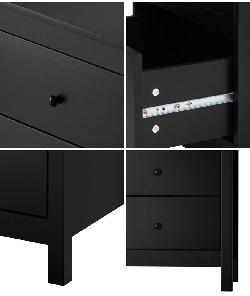 Oikiture Bedside Tables Set of 2 Nightstands Black-Bedside Table-PEROZ Accessories