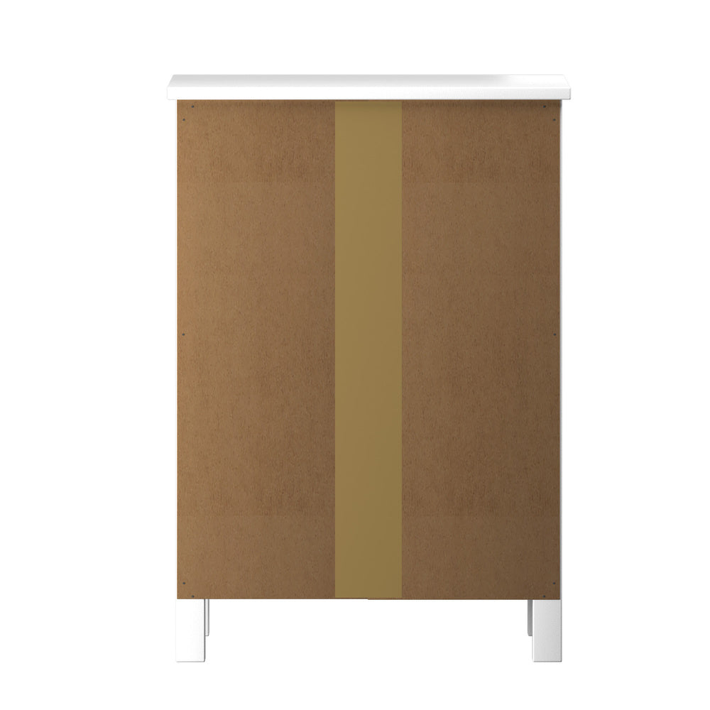 Oikiture Bedside Table 3 Drawers Hamptons Furniture White-BedSide Tabless-PEROZ Accessories