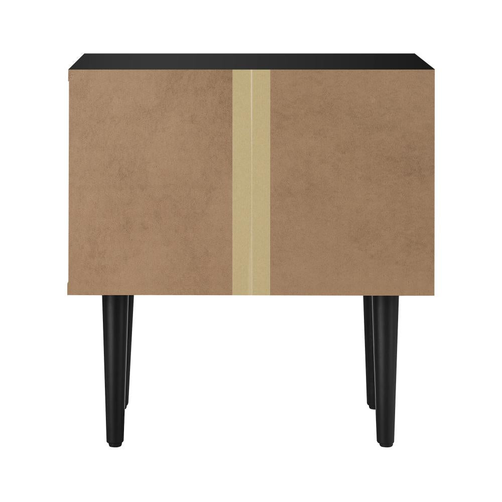 Oikiture Bedside Table 2 Drawers Side Table Bedroom Furniture Storage Unit Black-Bedside Tables-PEROZ Accessories