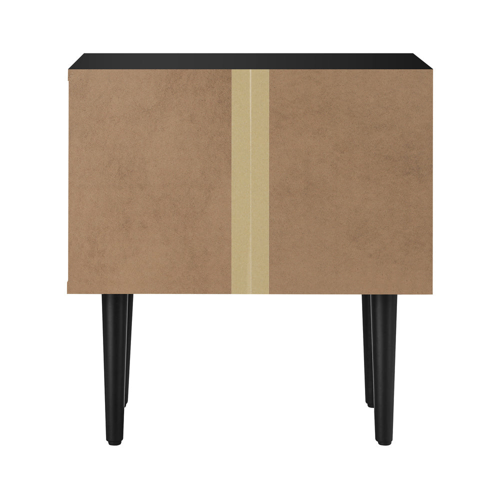 Oikiture Bedside Table 2 Drawers Side Table Bedroom Furniture Storage Unit Black-Bedside Tables-PEROZ Accessories