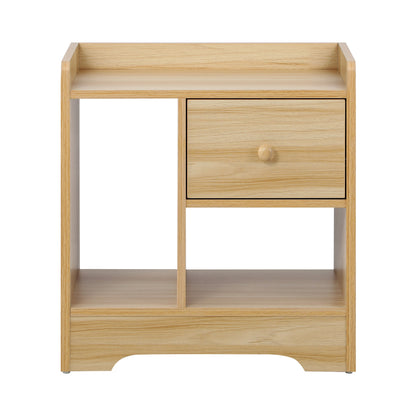 Oikiture Bedside Table with Drawer and Storage Space Side Table Nightstand Home Bedroom Furniture Wooden-Bedside Tables-PEROZ Accessories