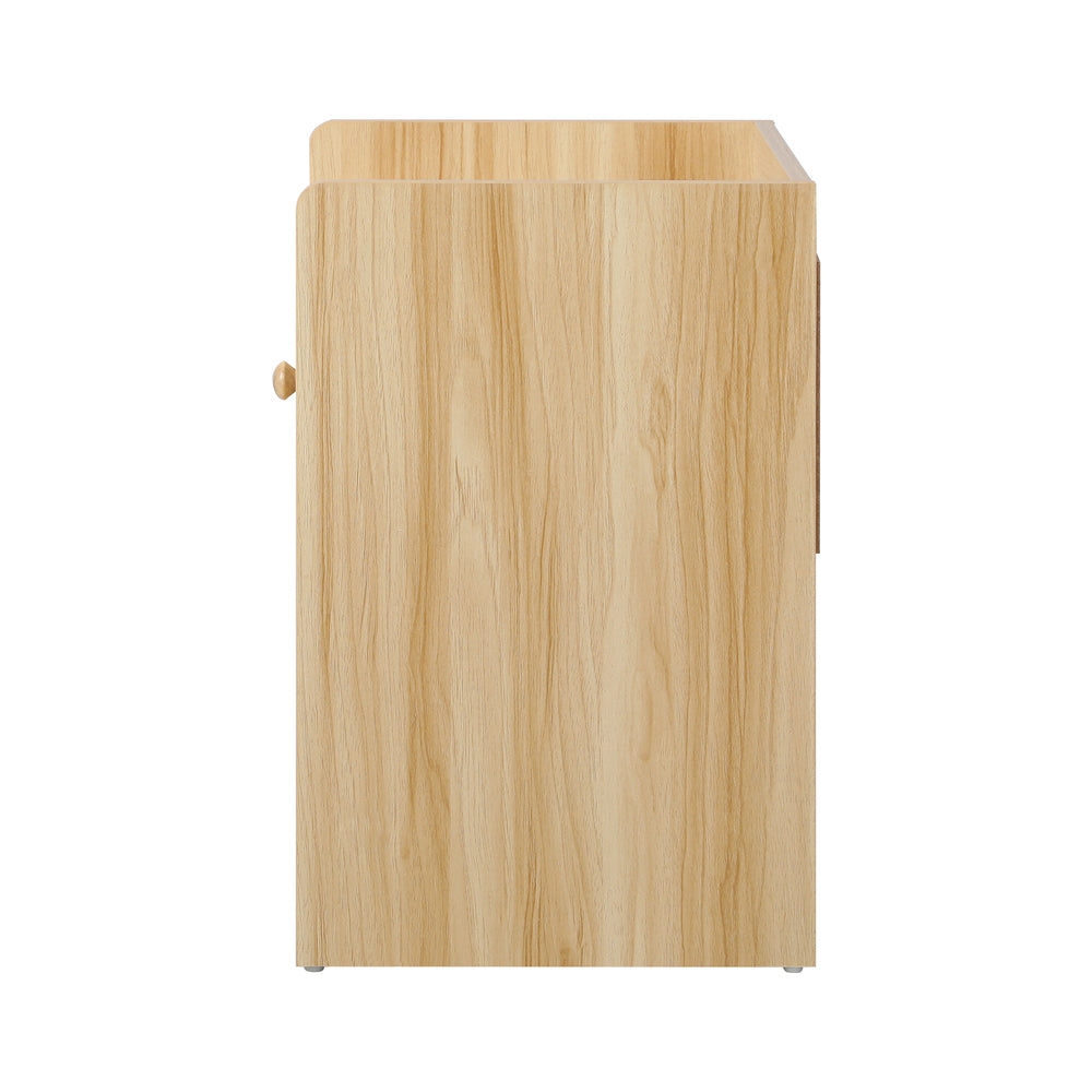 Oikiture Bedside Table with Drawer and Storage Space Side Table Nightstand Home Bedroom Furniture Wooden-Bedside Tables-PEROZ Accessories