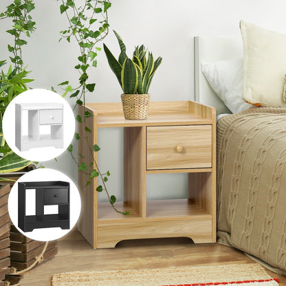 Oikiture Bedside Tables Set of 2 Nightstand Shelf Natural-Bedside Table-PEROZ Accessories