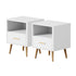 Oikiture 2x Bedside Table 1 Drawer Open Shelf Nightstand White-Bedside Table-PEROZ Accessories