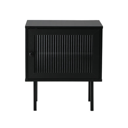 Oikiture Bedside Tables Storage Cabinet Wood Black-BedSide Tabless-PEROZ Accessories