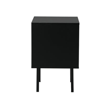 Oikiture Bedside Tables Storage Cabinet Wood Black-BedSide Tabless-PEROZ Accessories
