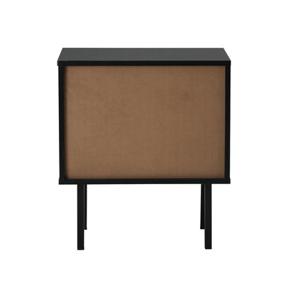 Oikiture Bedside Tables Storage Cabinet Wood Black-BedSide Tabless-PEROZ Accessories