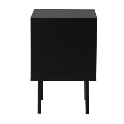 Oikiture 2X Bedside Tables Storage Cabinet Glass Door Black-BedSide Tabless-PEROZ Accessories