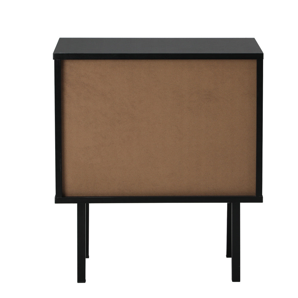 Oikiture 2X Bedside Tables Storage Cabinet Glass Door Black-BedSide Tabless-PEROZ Accessories