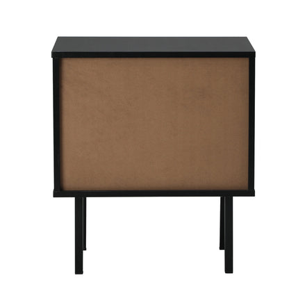 Oikiture 2X Bedside Tables Storage Cabinet Glass Door Black-BedSide Tabless-PEROZ Accessories