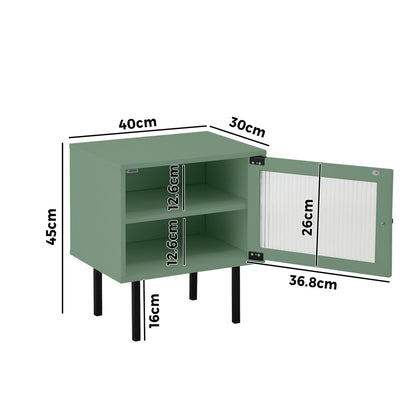 Oikiture Bedside Tables Storage Cabinet Wood Green-BedSide Tabless-PEROZ Accessories