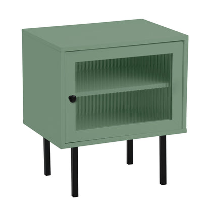 Oikiture 2X Bedside Tables Storage Cabinet Glass Door Green-BedSide Tabless-PEROZ Accessories
