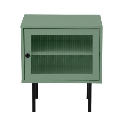 Oikiture 2X Bedside Tables Storage Cabinet Glass Door Green-BedSide Tabless-PEROZ Accessories