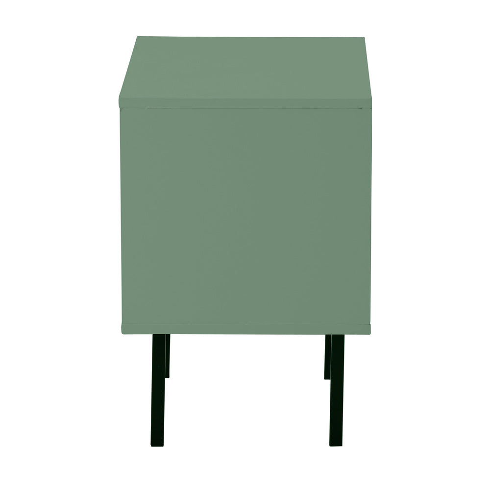 Oikiture 2X Bedside Tables Storage Cabinet Glass Door Green-BedSide Tabless-PEROZ Accessories