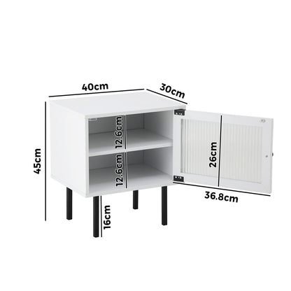 Oikiture Bedside Tables Storage Cabinet Wood White-BedSide Tabless-PEROZ Accessories