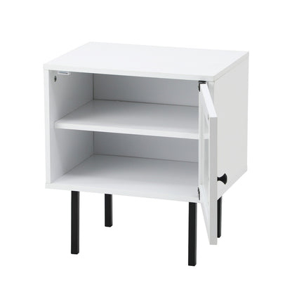 Oikiture Bedside Tables Storage Cabinet Wood White-BedSide Tabless-PEROZ Accessories