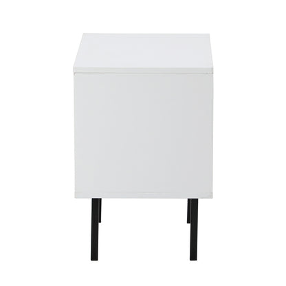 Oikiture Bedside Tables Storage Cabinet Wood White-BedSide Tabless-PEROZ Accessories