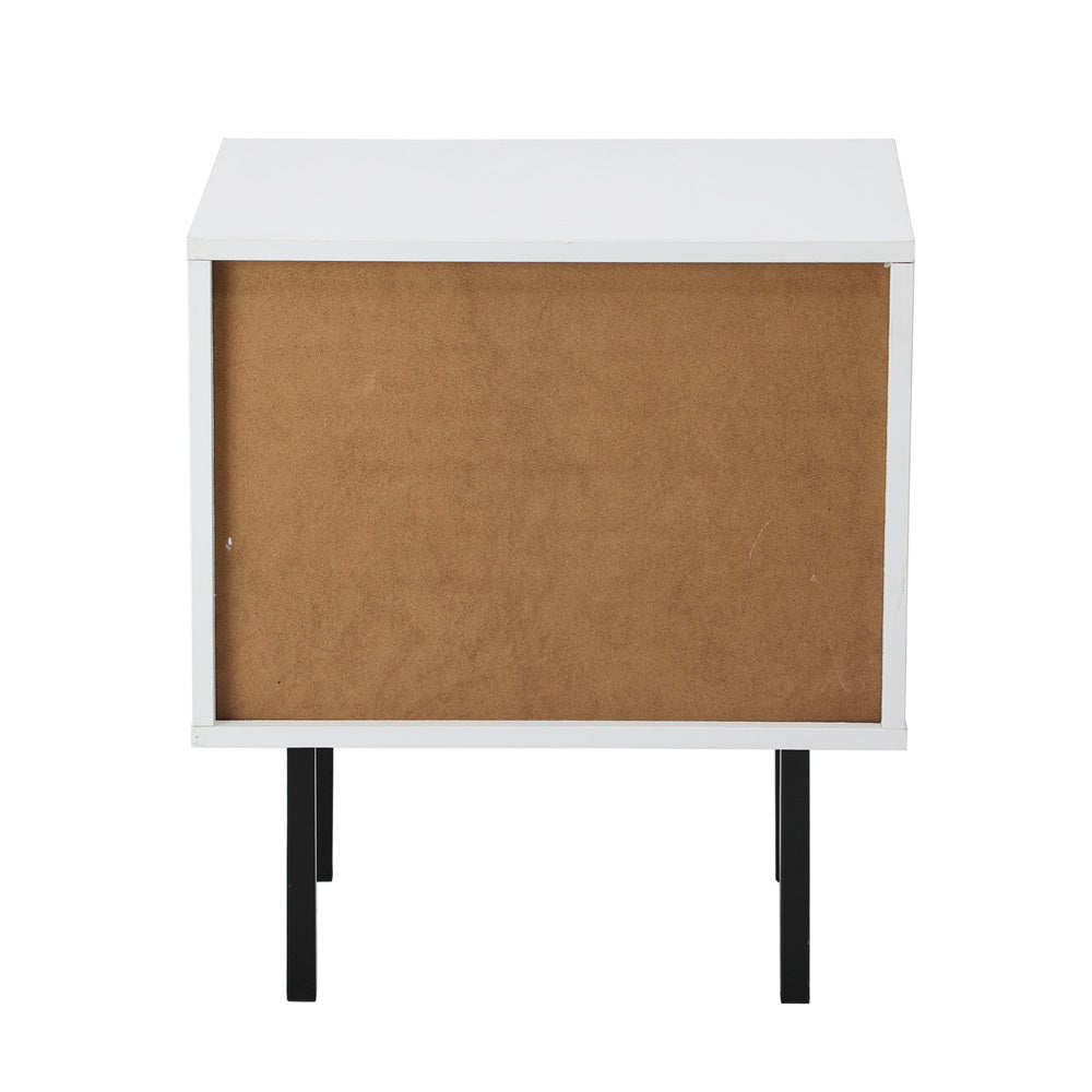 Oikiture Bedside Tables Storage Cabinet Wood White-BedSide Tabless-PEROZ Accessories