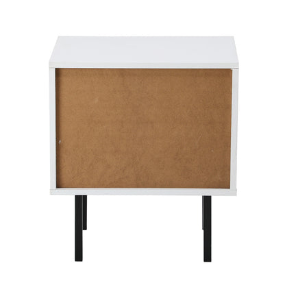 Oikiture Bedside Tables Storage Cabinet Wood White-BedSide Tabless-PEROZ Accessories