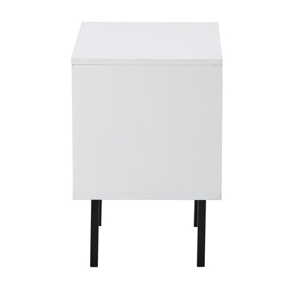 Oikiture 2X Bedside Tables Storage Cabinet Glass Door White-BedSide Tabless-PEROZ Accessories