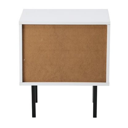 Oikiture 2X Bedside Tables Storage Cabinet Glass Door White-BedSide Tabless-PEROZ Accessories