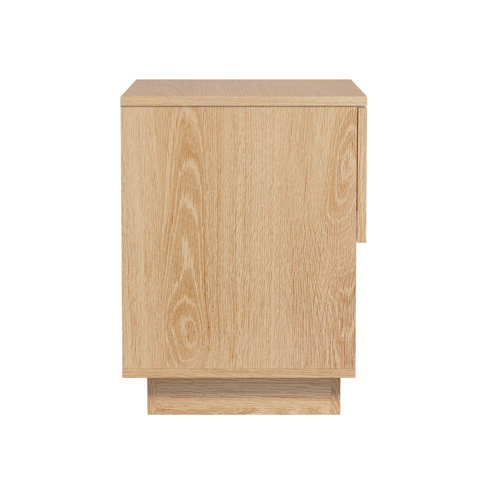 Oikiture Bedside Table 1 Drawer Storage Nightstand Cabinet Natural-Bedside Table-PEROZ Accessories
