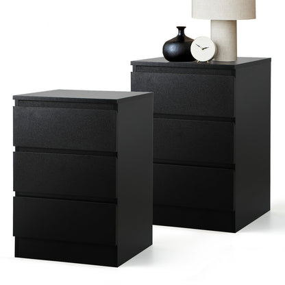 Oikiture Bedside Tables Set of 2 Side Table Nightstand Black-Bedside Table-PEROZ Accessories