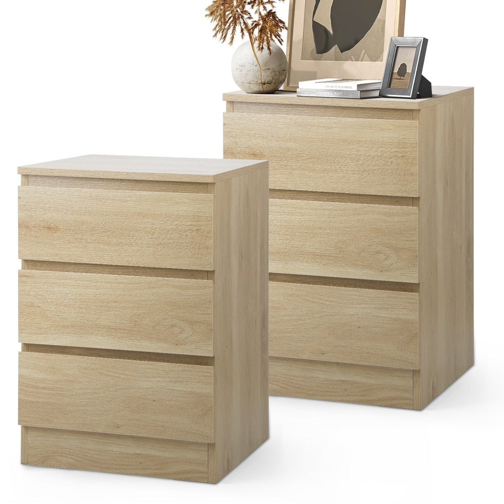 Oikiture Bedside Tables Set of 2 Nightstand Natural-Bedside Table-PEROZ Accessories