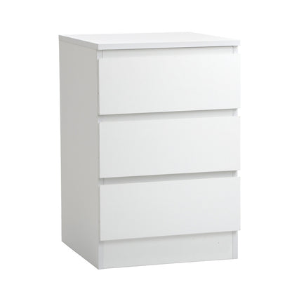Oikiture Bedside Table 3 Drawers Storage Cabinet White-Bedside Table-PEROZ Accessories