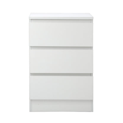 Oikiture Bedside Table 3 Drawers Storage Cabinet White-Bedside Table-PEROZ Accessories