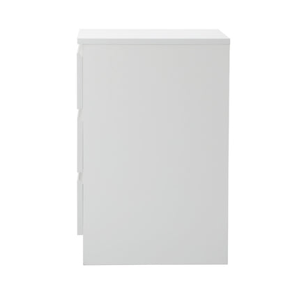 Oikiture Bedside Table 3 Drawers Storage Cabinet White-Bedside Table-PEROZ Accessories