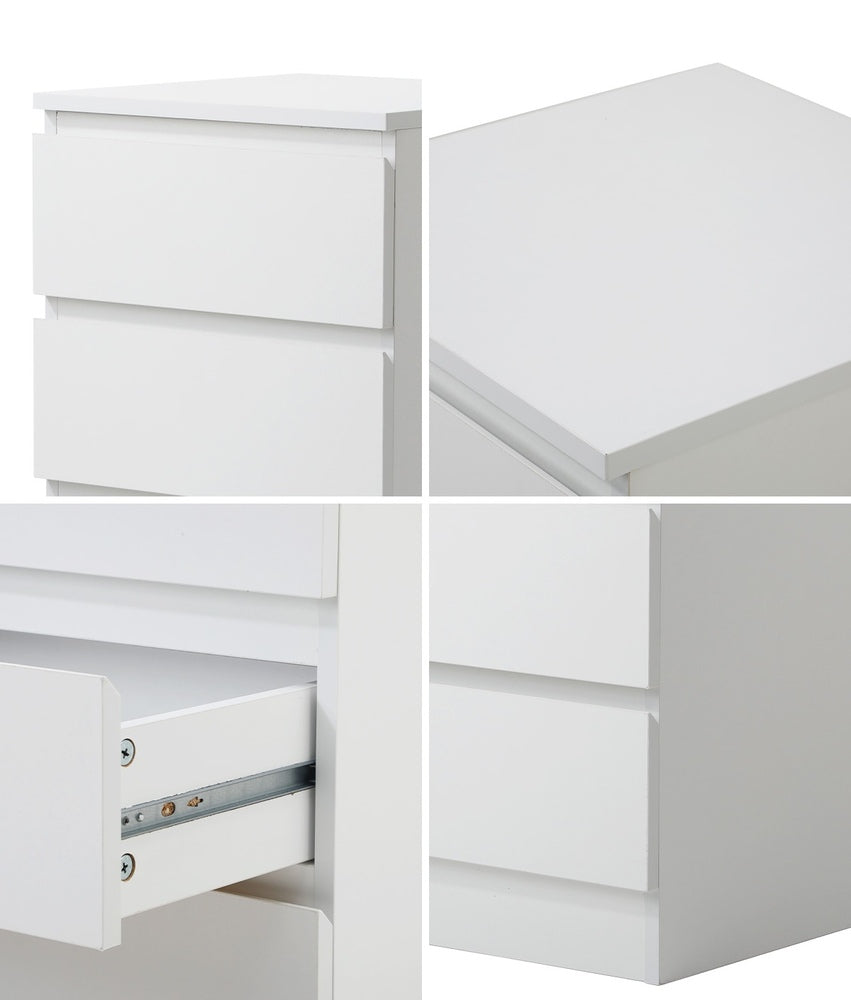 Oikiture Bedside Table 3 Drawers Storage Cabinet White-Bedside Table-PEROZ Accessories