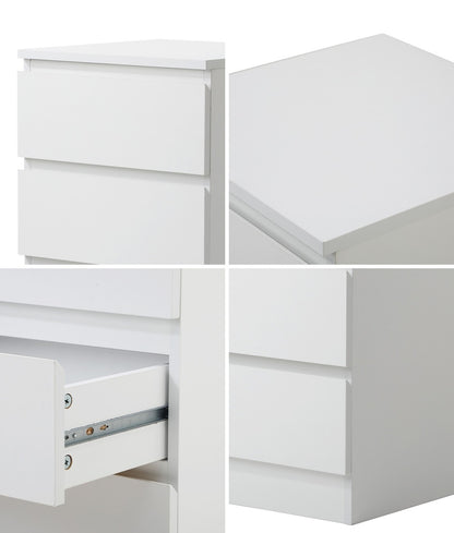 Oikiture Bedside Table 3 Drawers Storage Cabinet White-Bedside Table-PEROZ Accessories