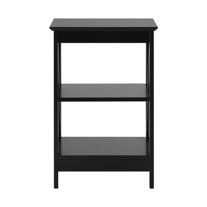 Oikiture Side Table 3-tier Shelf X-Structured Sides Black-Side Tables-PEROZ Accessories