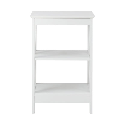 Oikiture Side Table 3-tier Shelf X-Structured Sides White-Side Tables-PEROZ Accessories