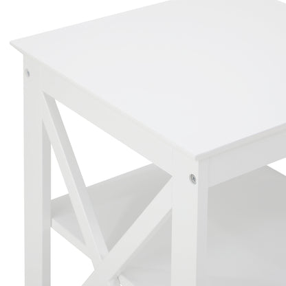 Oikiture Side Table 3-tier Shelf X-Structured Sides White-Side Tables-PEROZ Accessories
