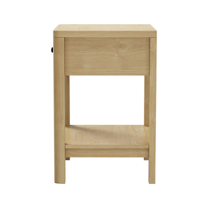 Oikiture Bedside Table 1 Drawer Open Shelf Side End Table Natural-Bedside Table-PEROZ Accessories