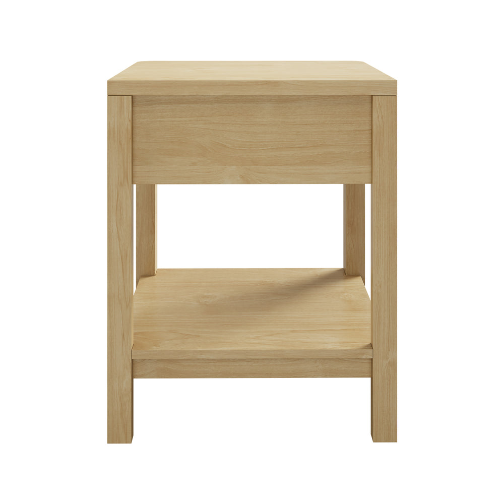 Oikiture Bedside Table 1 Drawer Open Shelf Side End Table Natural-Bedside Table-PEROZ Accessories