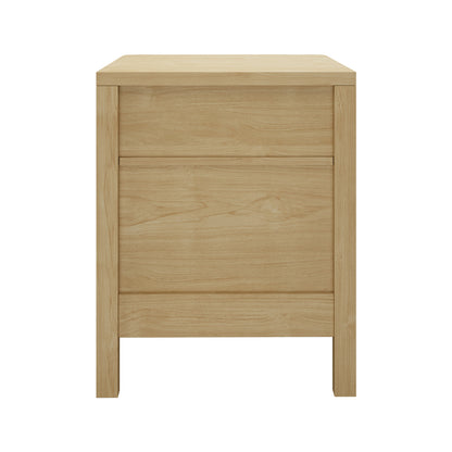 Oikiture Bedside Table 2 Drawers Side End Tables Open Shelf Natural-Bedside Tables-PEROZ Accessories