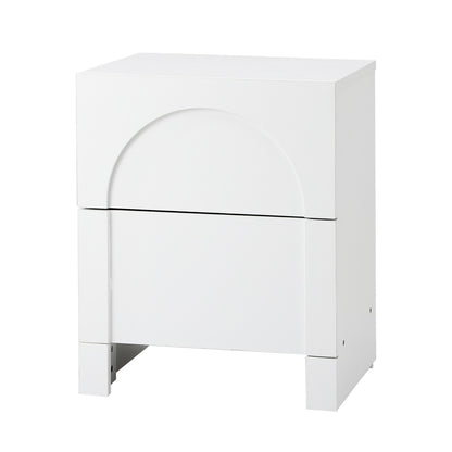 Oikiture Bedside Table 2 Drawers Side Table White-BedSide Tabless-PEROZ Accessories