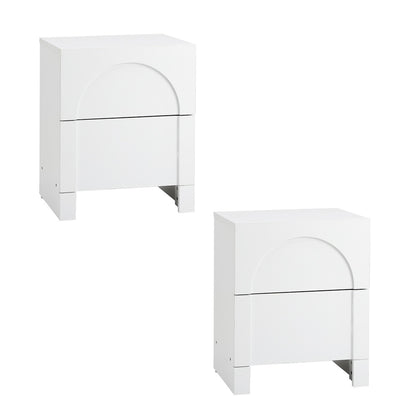 Oikiture 2X Bedside Table 2 Drawers Side Table White-BedSide Tabless-PEROZ Accessories