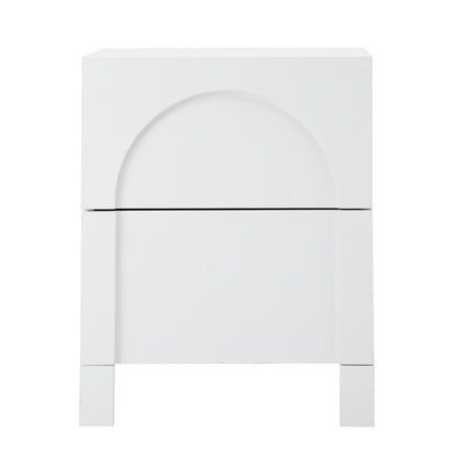 Oikiture 2X Bedside Table 2 Drawers Side Table White-BedSide Tabless-PEROZ Accessories