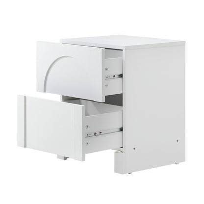 Oikiture 2X Bedside Table 2 Drawers Side Table White-BedSide Tabless-PEROZ Accessories
